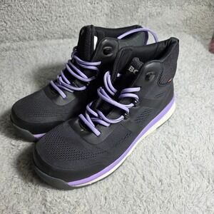 Bogs Womens Work Boots Black Purple Lace Up Comp Toe Safety High Top Sz 10 Eu 41